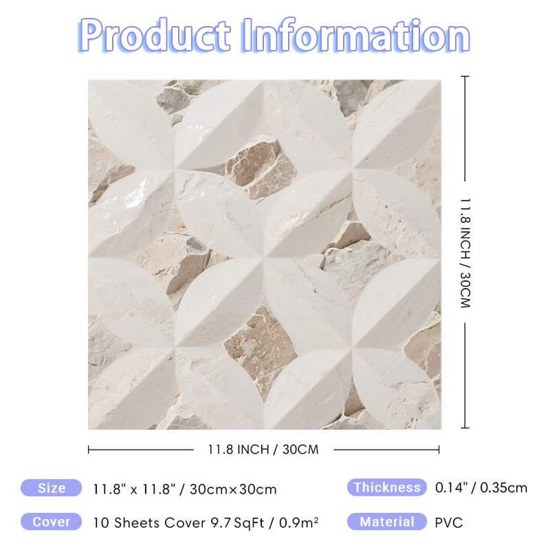 3D White and Brown Brick Peel and Stick Wall Tile