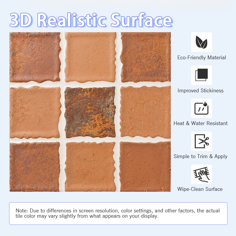 3D Vintage Red Brick Style Peel and Stick Wall Tile