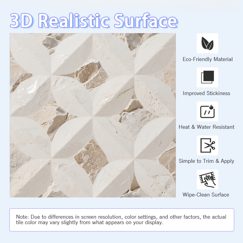 3D White and Brown Brick Peel and Stick Wall Tile