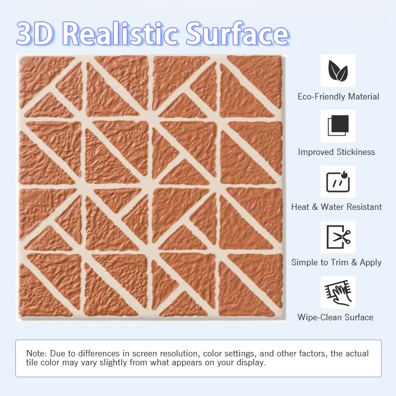 3D Triangular Brick Relief Pattern Peel and Stick Wall Tile