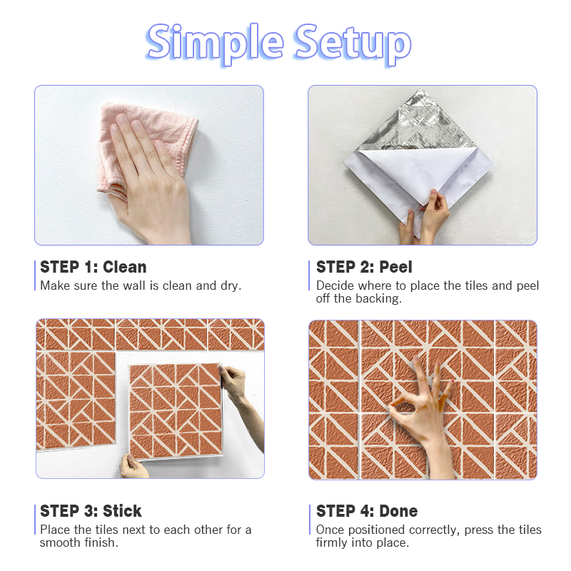 3D Triangular Brick Relief Pattern Peel and Stick Wall Tile