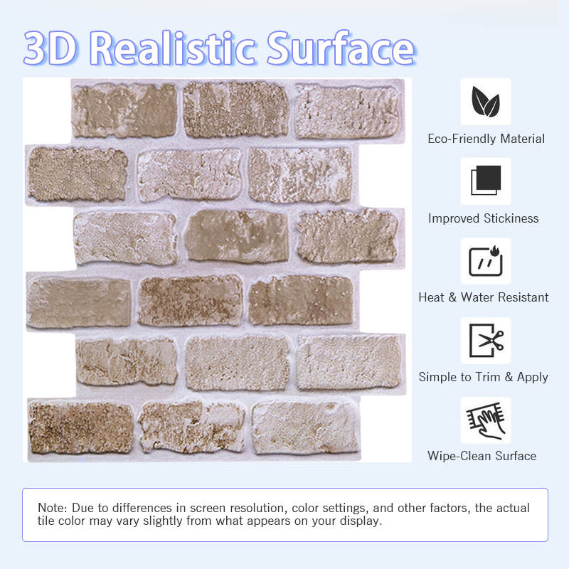 3D Copper Brick Peel and Stick Wall Tile