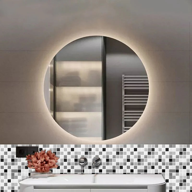 3D White and Black Grid Peel and Stick Wall Tile
