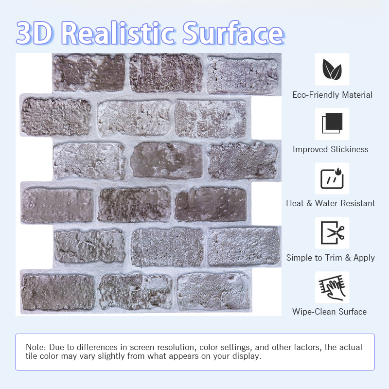3D Black Brick Peel and Stick Wall Tile