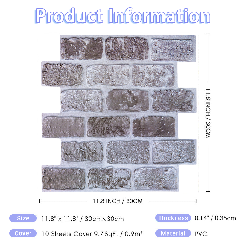 3D Black Brick Peel and Stick Wall Tile