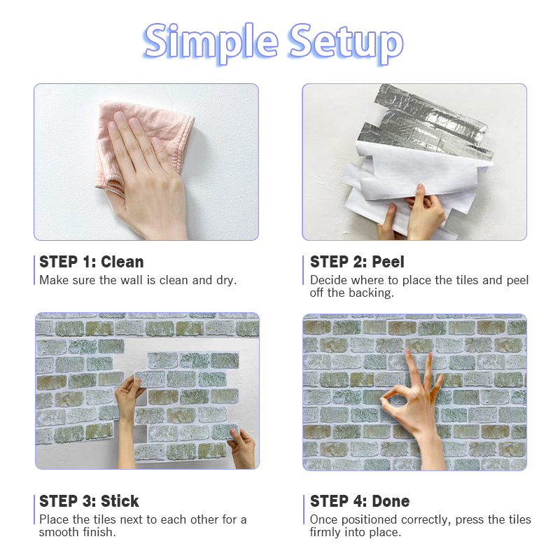 3D Green Brick Peel and Stick Wall Tile