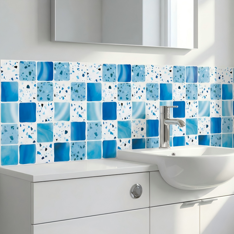 Ocean Breeze Blue Mosaic Peel and Stick Wallpaper