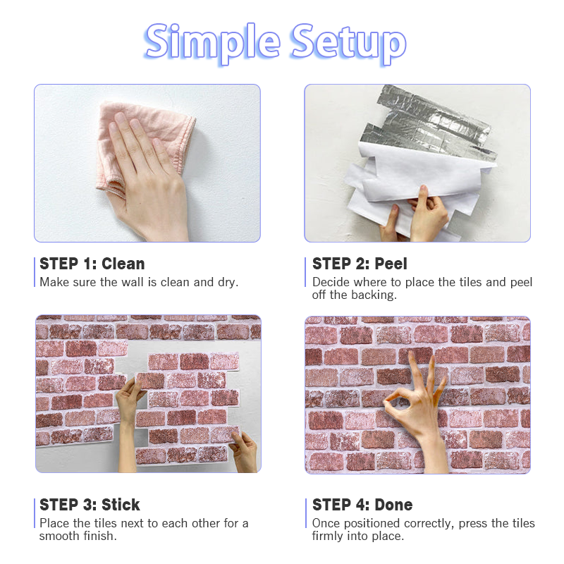 3D Reddish-brown Brick Peel and Stick Wall Tile