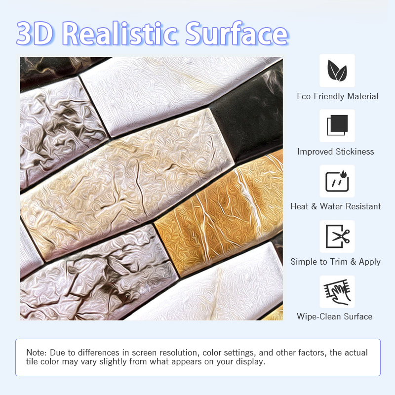 3D Bright Color Marble Peel and Stick Wall Tile