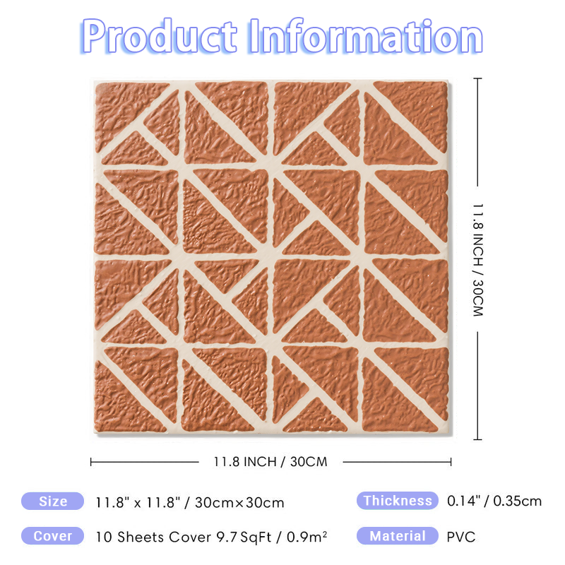 3D Triangular Brick Relief Pattern Peel and Stick Wall Tile