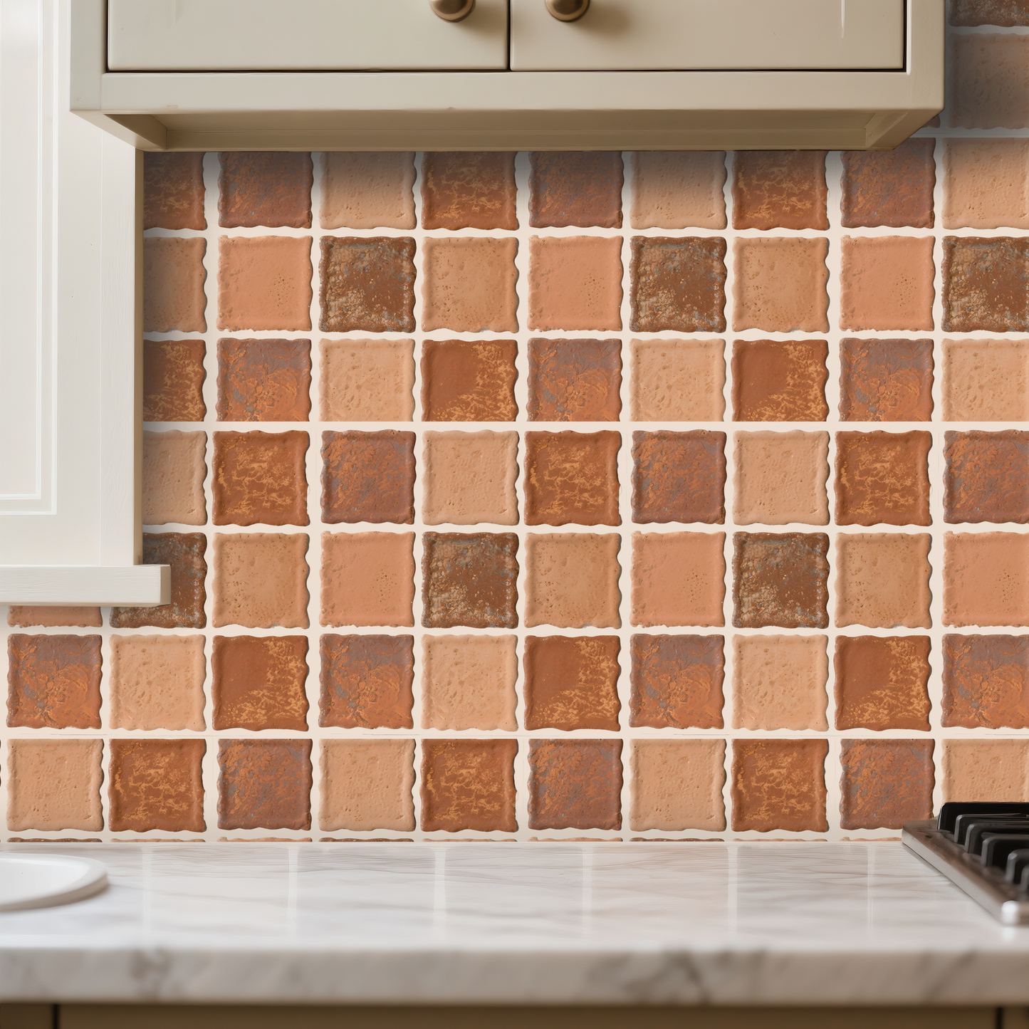 3D Geometric Red Brick Pattern Peel and Stick Wall Tile