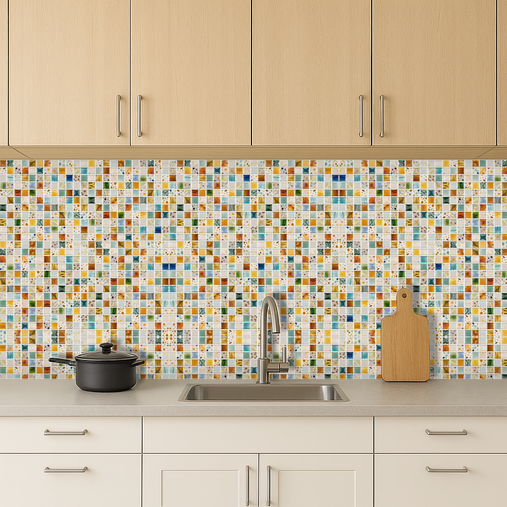3D Colorful Mosaic Peel and Stick Wall Tile