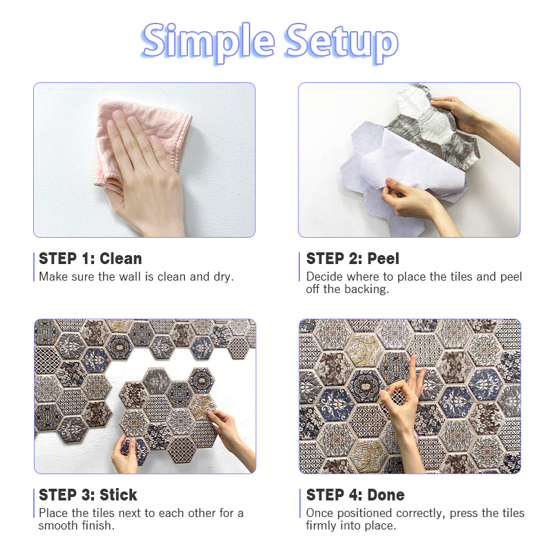 3D Brown Boho Hexagon Peel and Stick Wall Tile