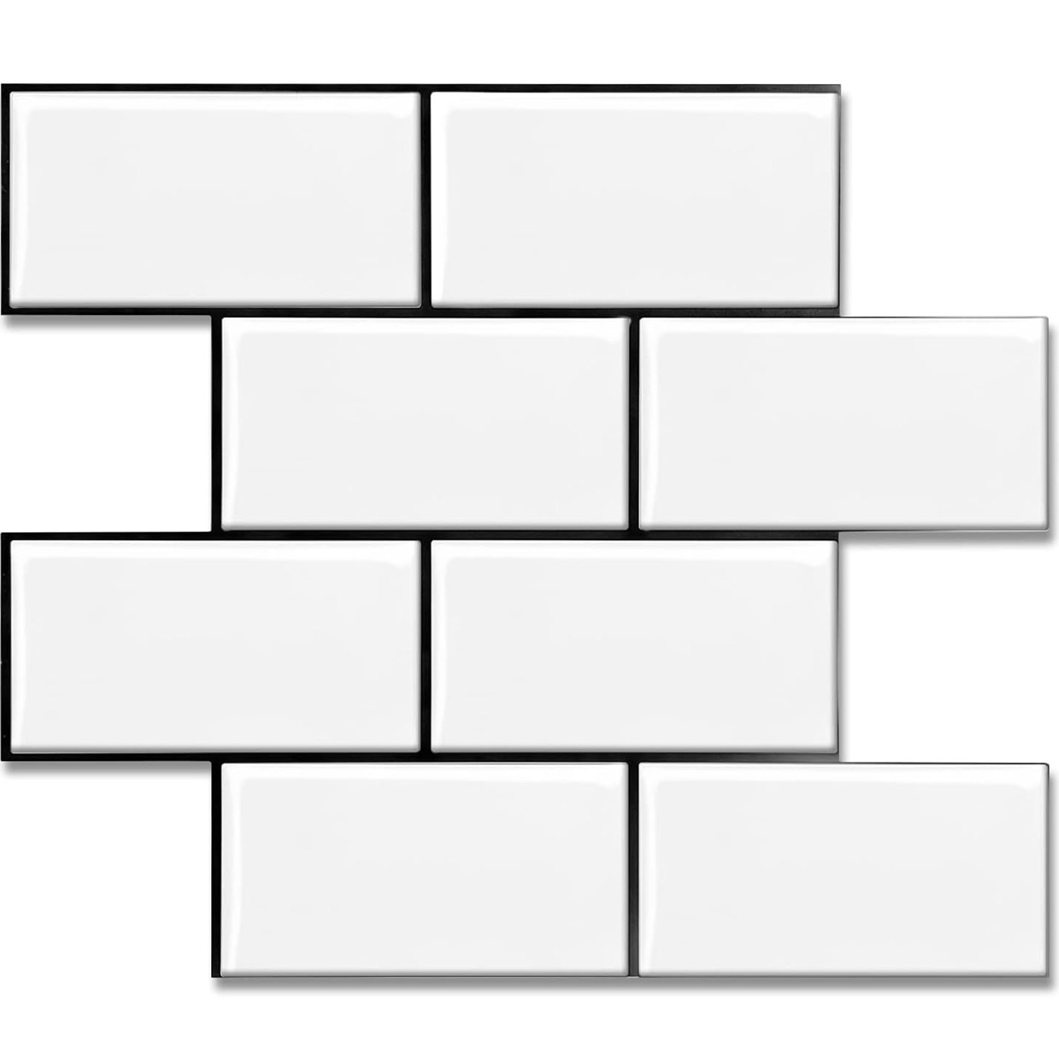 Subway Tile Peel and Stick Backsplash - White with Black Grout