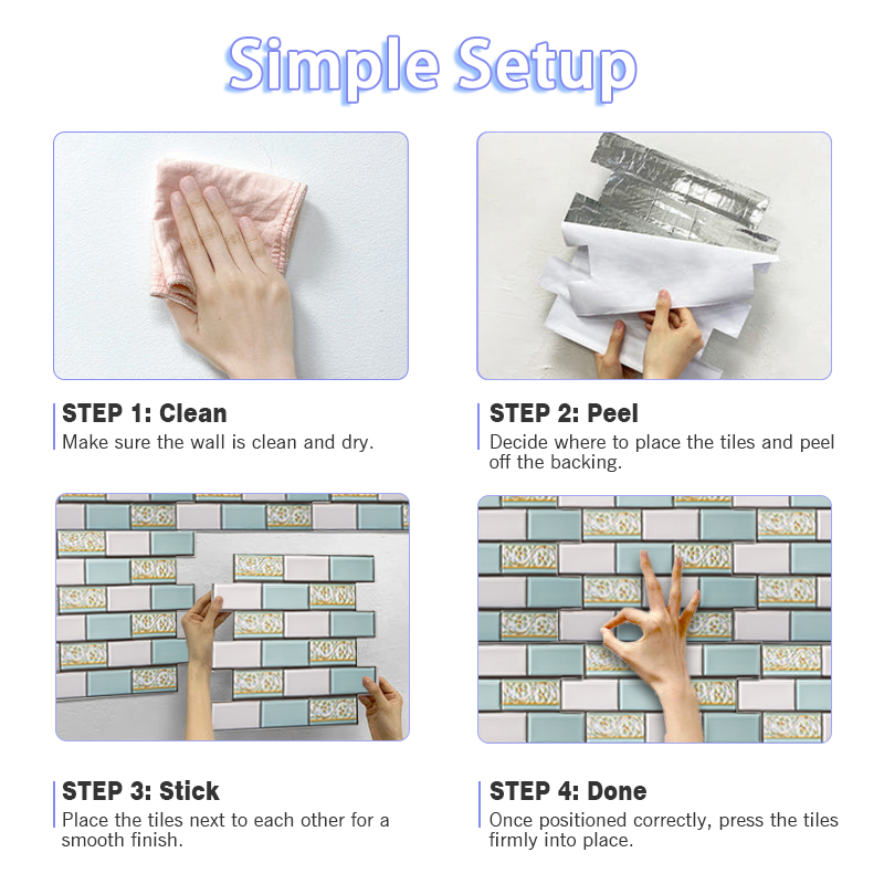 3D Green Brick Texture Peel and Stick Wall Tile