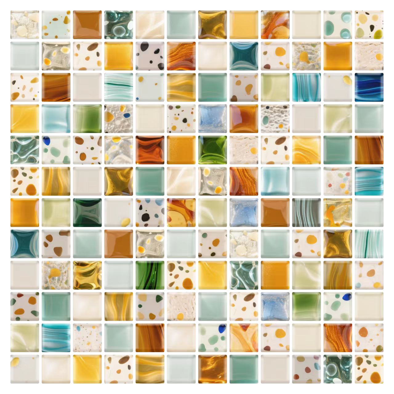 3D Colorful Mosaic Peel and Stick Wall Tile