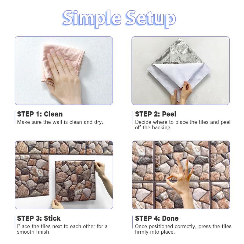 3D Reddish and Brown Stone Peel and Stick Wall Tile
