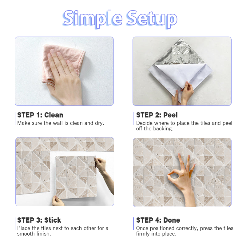 3D White and Brown Quartz Peel and Stick Wall Tile