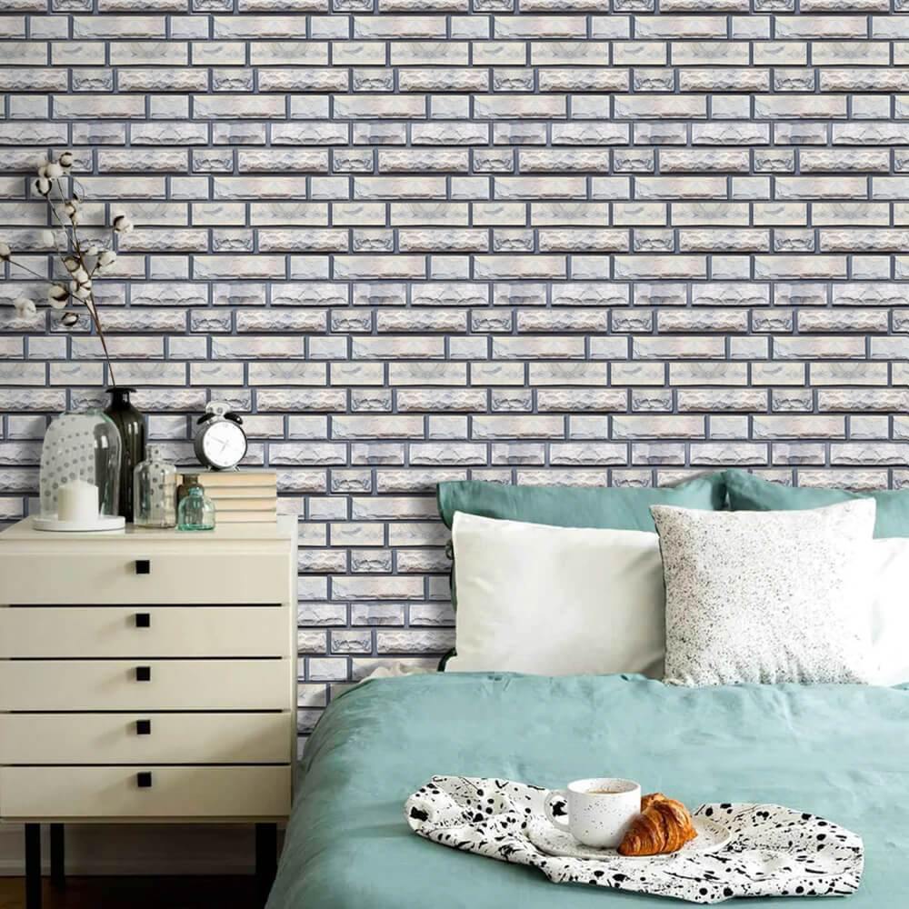 3D Gray Stone Peel and Stick Wall Tile