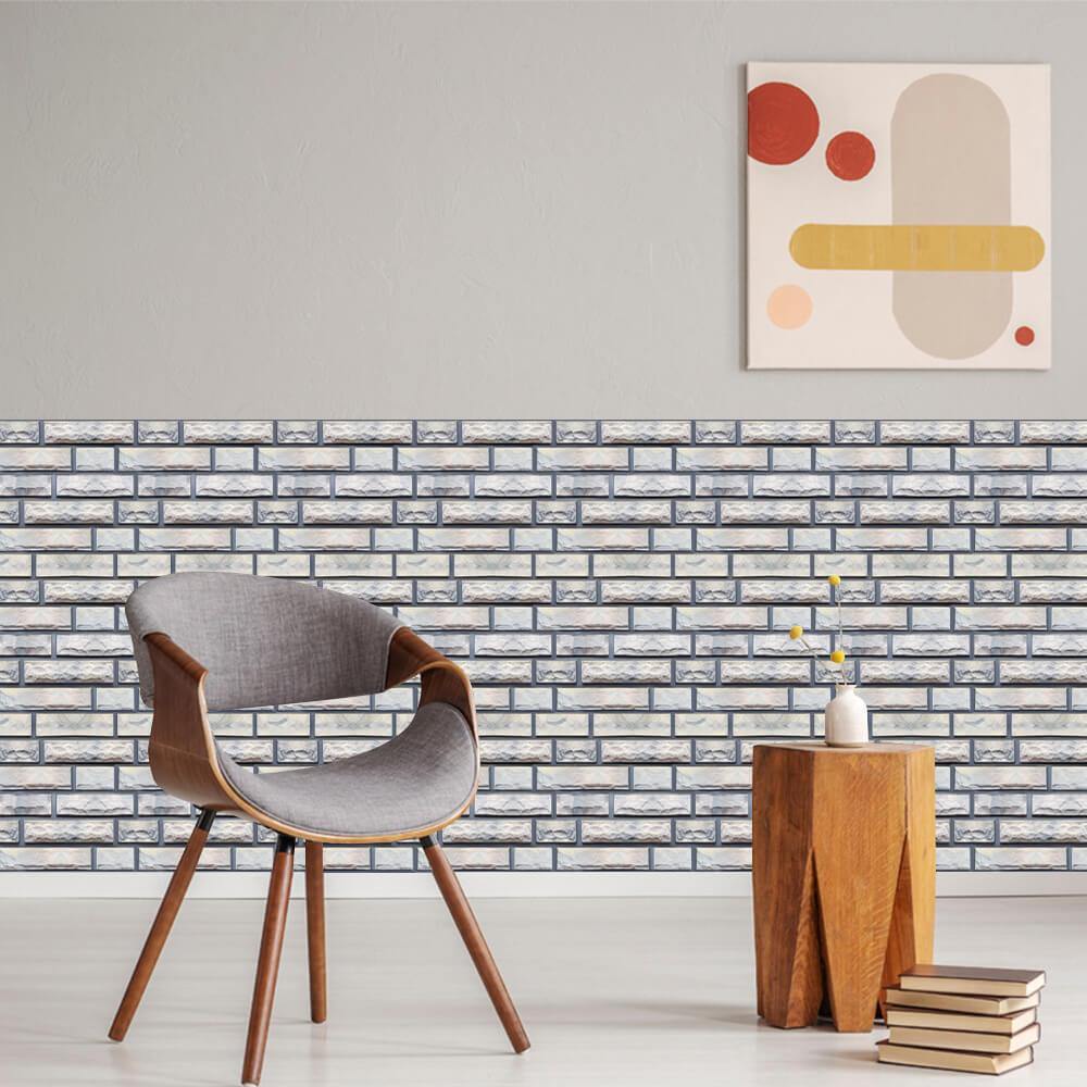 3D Gray Stone Peel and Stick Wall Tile