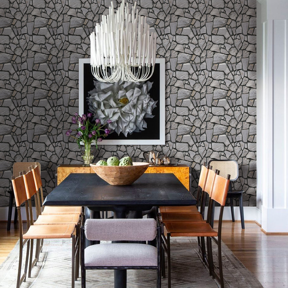 3D Vintage Gray Stone Peel and Stick Wall Tile