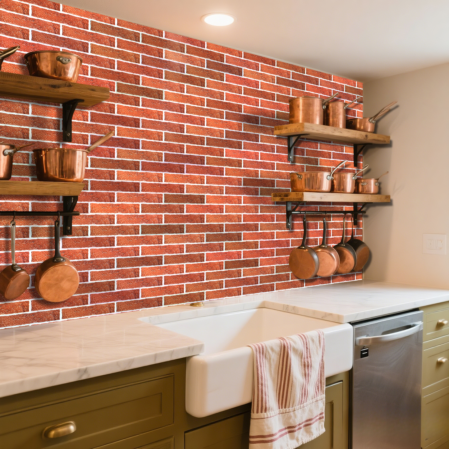 3D Classical Red Brick Peel and Stick Wall Tile