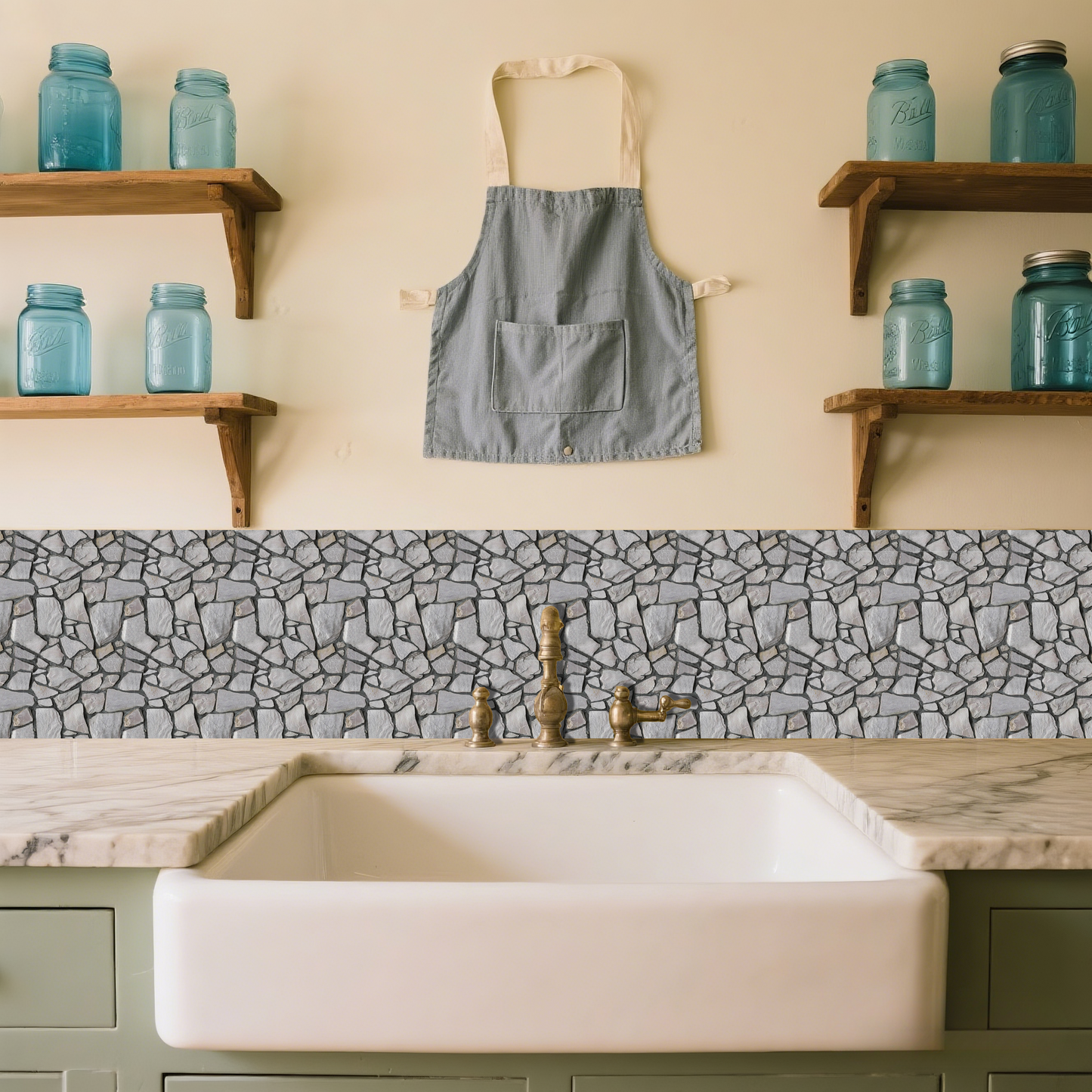 3D Vintage Gray Stone Peel and Stick Wall Tile