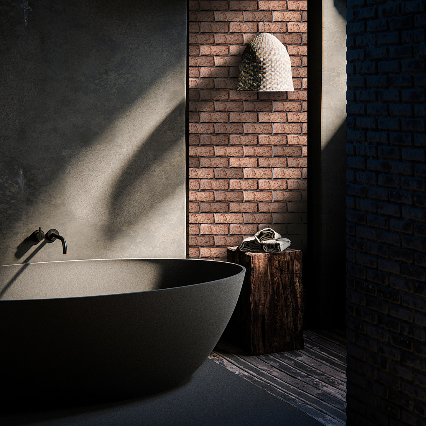 3D Dark Brown Brick Peel and Stick Wall Tile