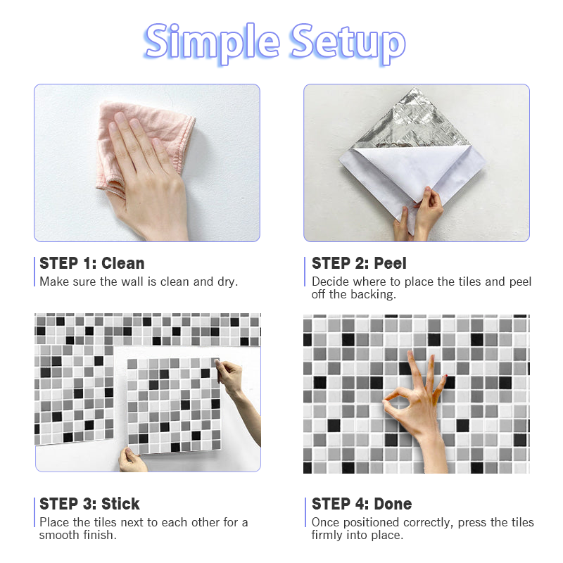 3D White and Black Grid Peel and Stick Wall Tile