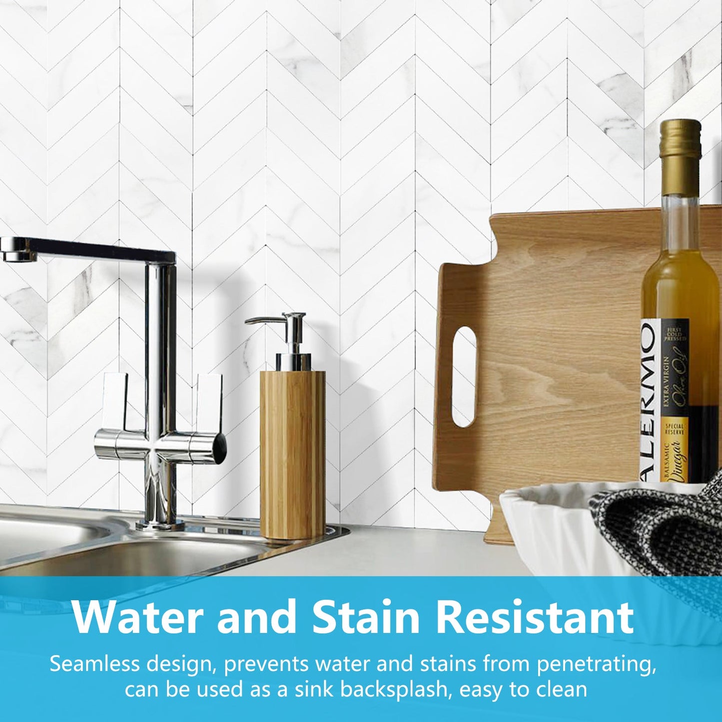 Herringbone Wall Tiles - Statuario White Marble