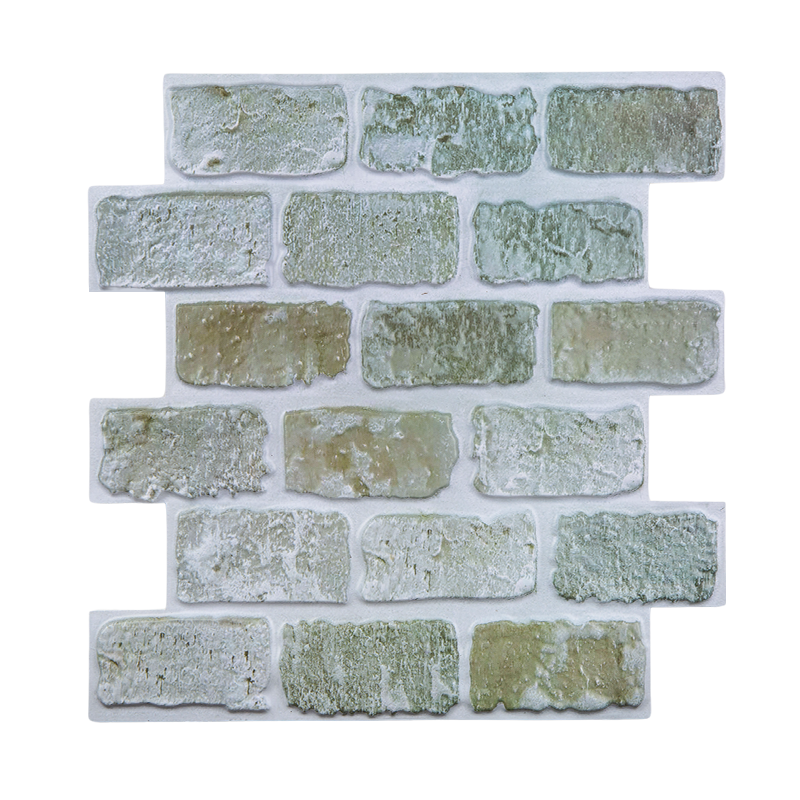 3D Green Brick Peel and Stick Wall Tile