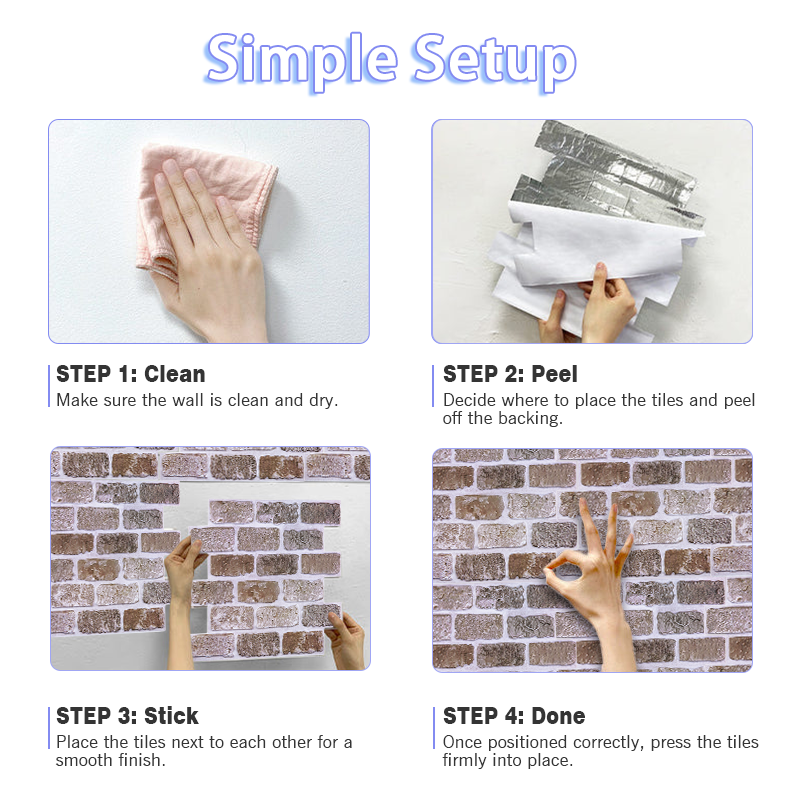 3D Brown Brick Peel and Stick Wall Tile