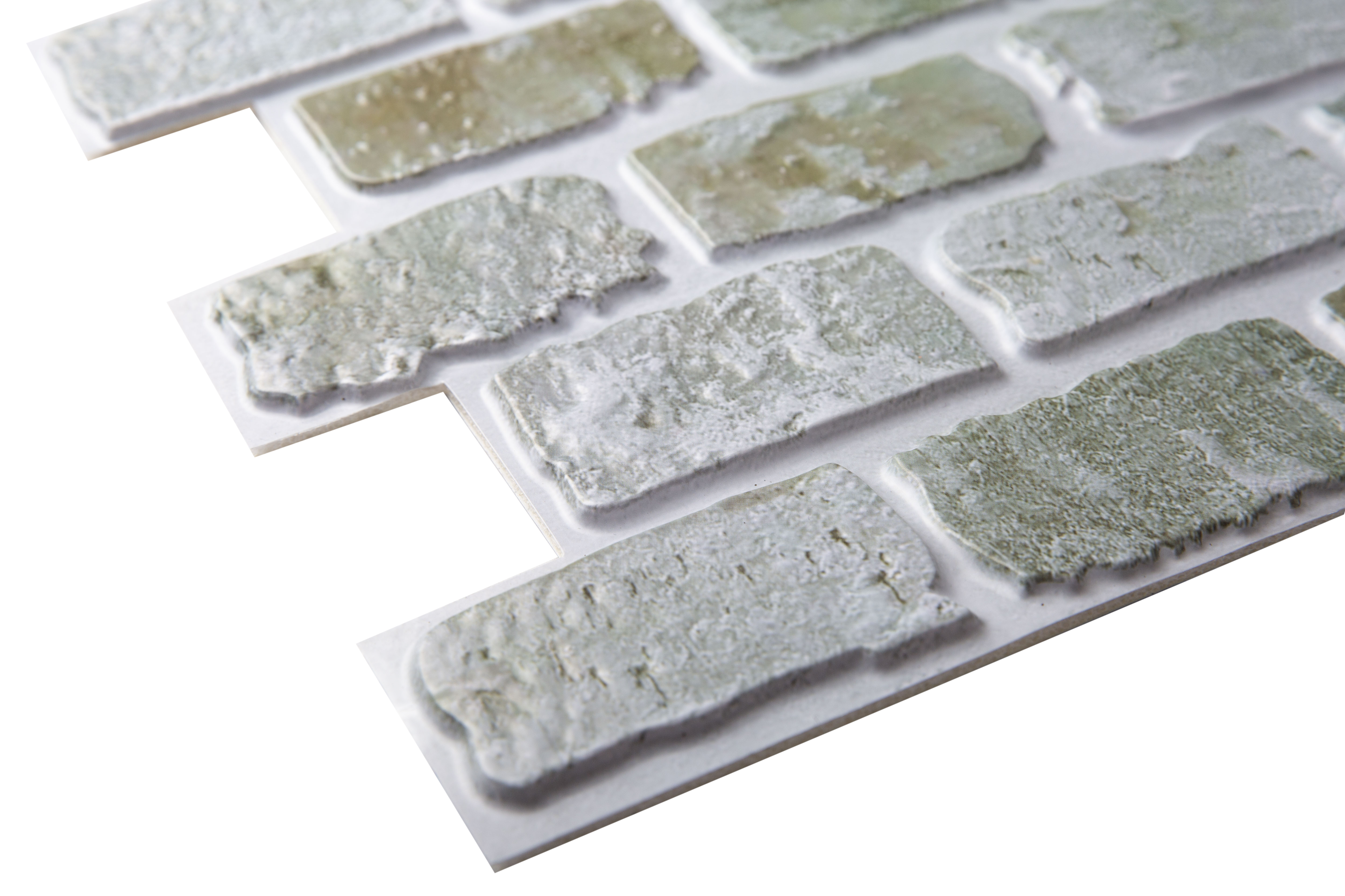 3D Green Brick Peel and Stick Wall Tile