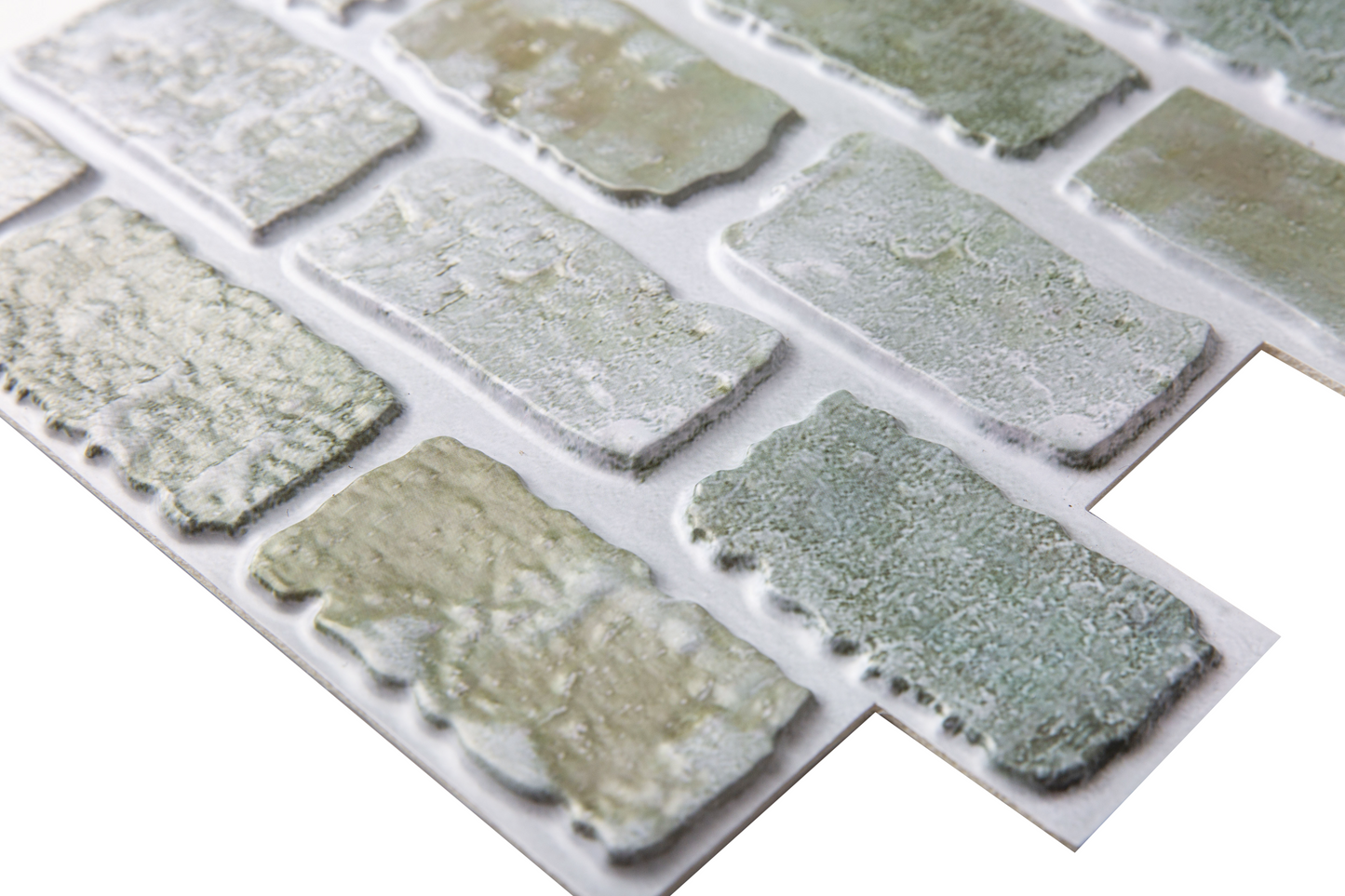 3D Green Brick Peel and Stick Wall Tile