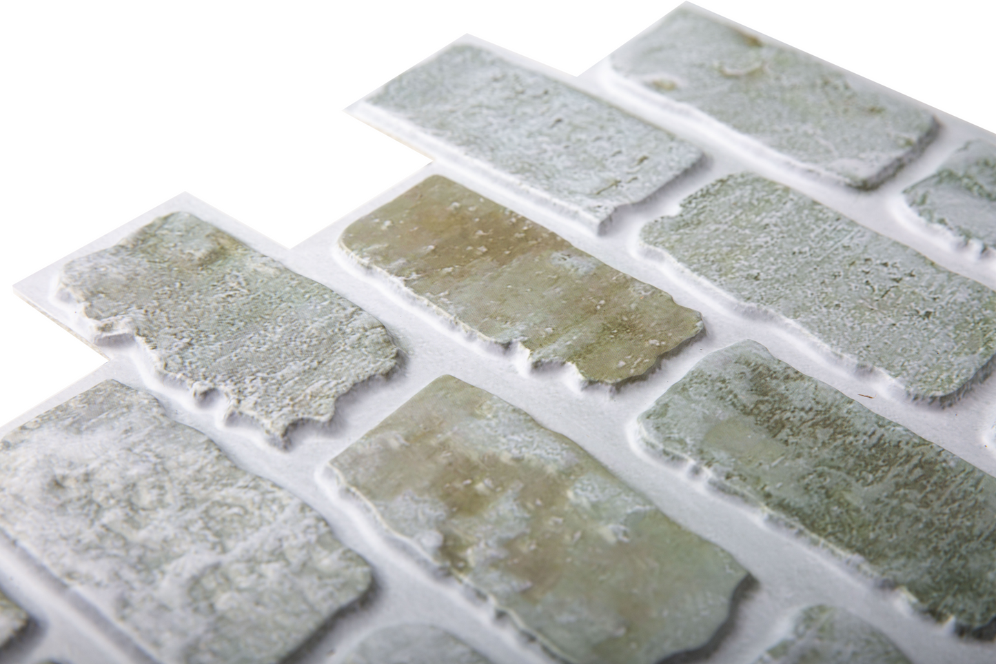 3D Green Brick Peel and Stick Wall Tile