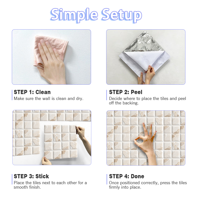 3D White Irregular Quartz Peel and Stick Wall Tile