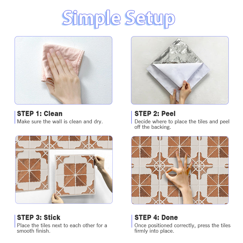 3D Vintage Geometric Pattern Tile Style Peel and Stick Wall Tile