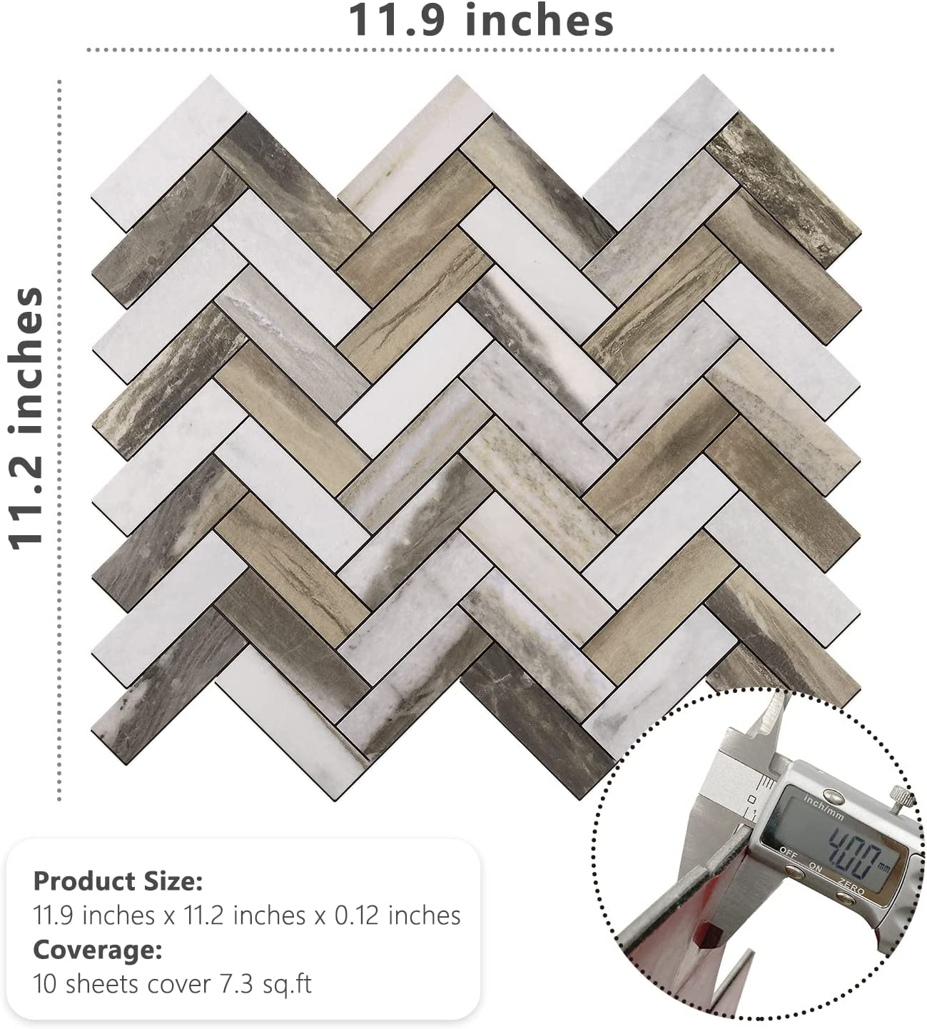 2022 Herringbone Wall Tile - Gold Wood Grain Marble