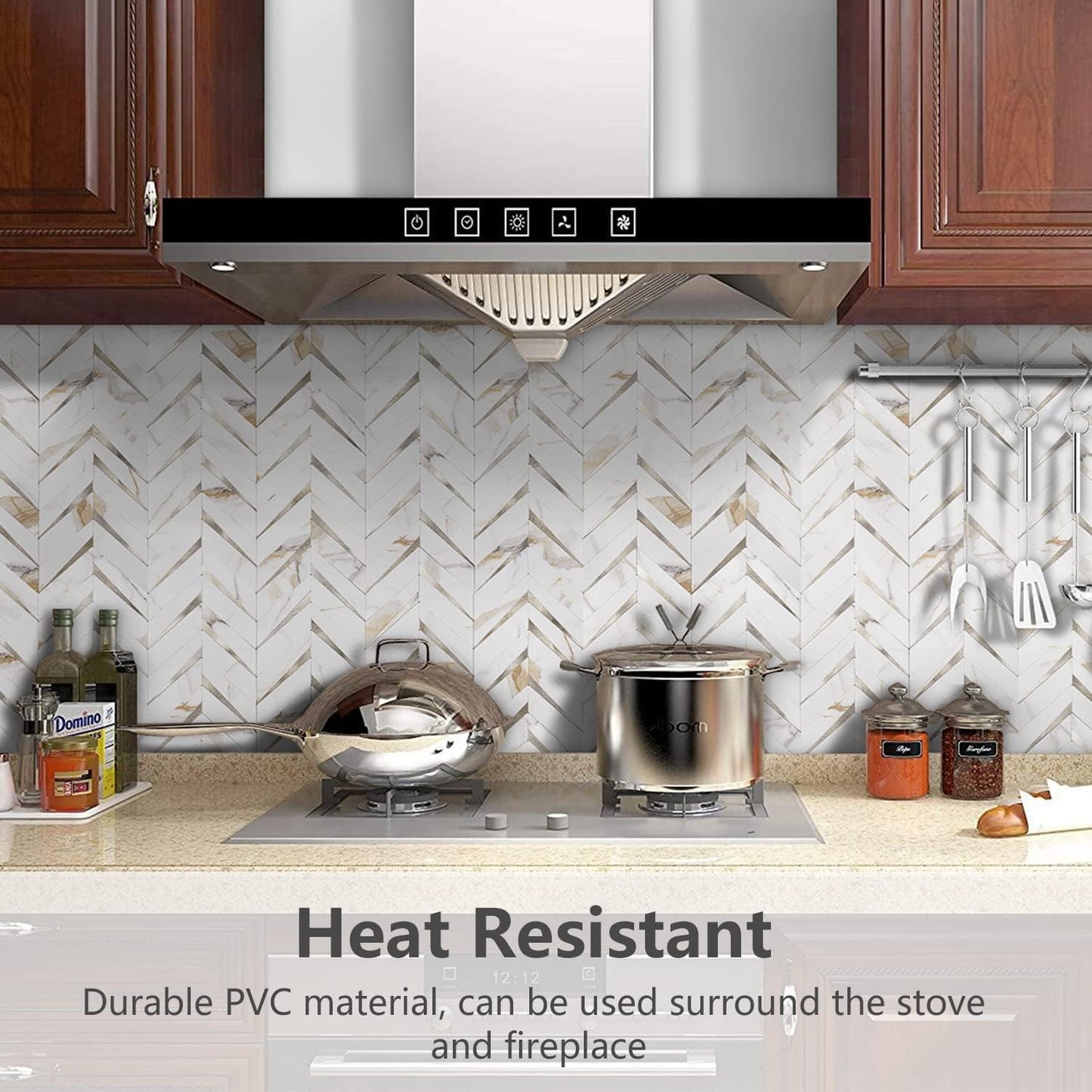 Herringbone Wall Tiles - Calacatta Marble Mixed Light Gold