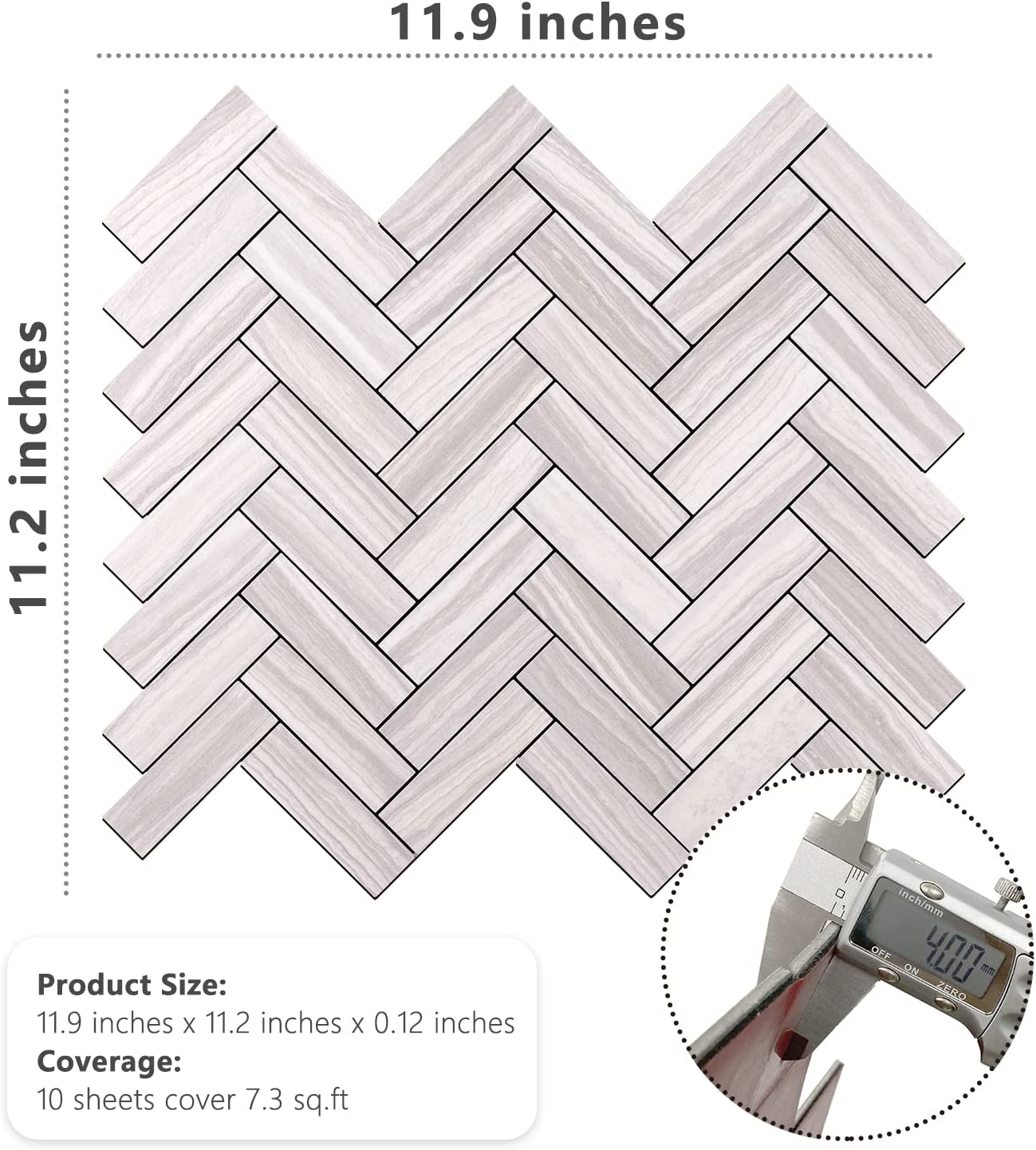 2022 Herringbone Wall Tile - Grey Serpeggiante