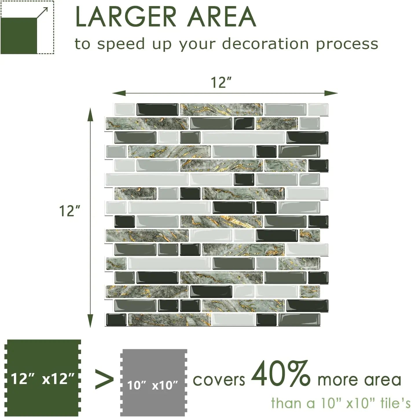 Linear Blend Backsplash - Mixed Green