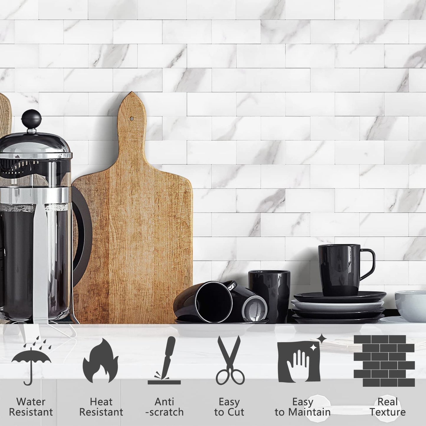 2''x4'' Subway Peel and Stick Tiles Sheeted - Calacatta