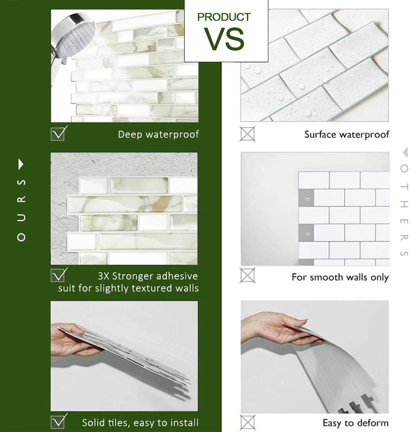 Linear Blend Backsplash - Faux Calacatta Marble