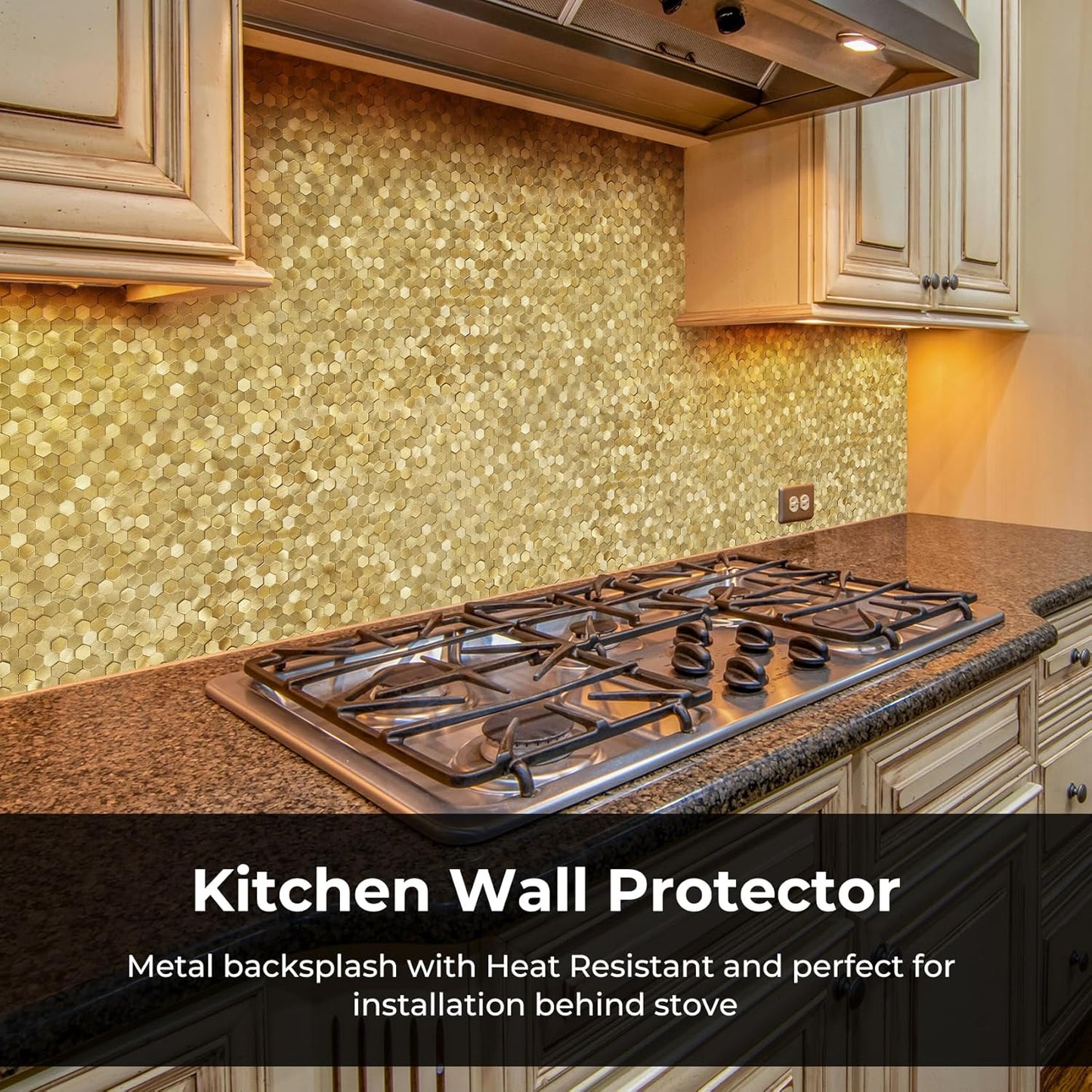 Penny Mosaic Hexagon Peel and Stick Backsplash Tiles - Gold
