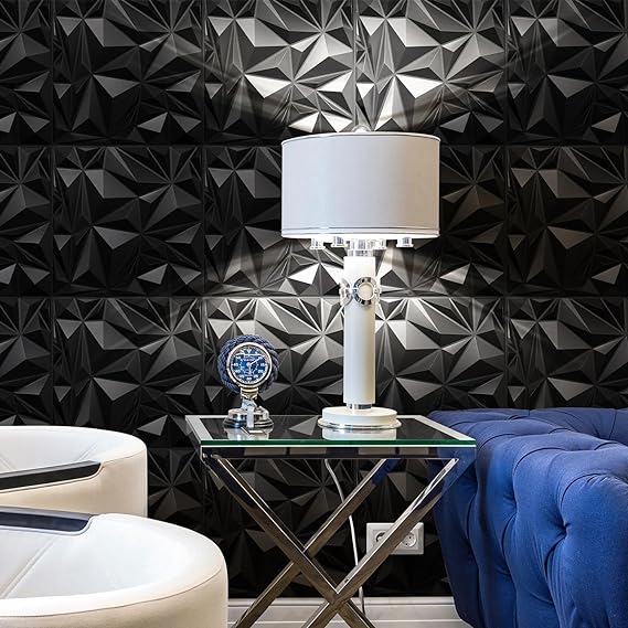 Irregular Diamond 3D Wall Panels - Black