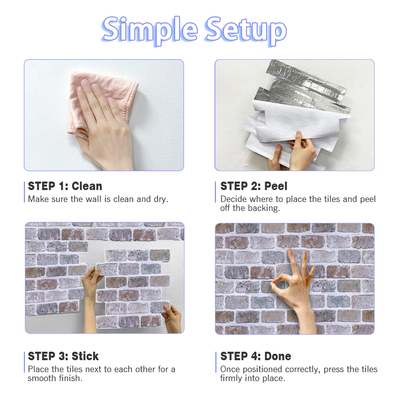 3D Grey Brick Peel and Stick Wall Tile