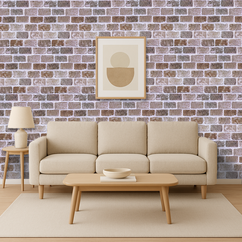 3D Brown Brick Peel and Stick Wall Tile