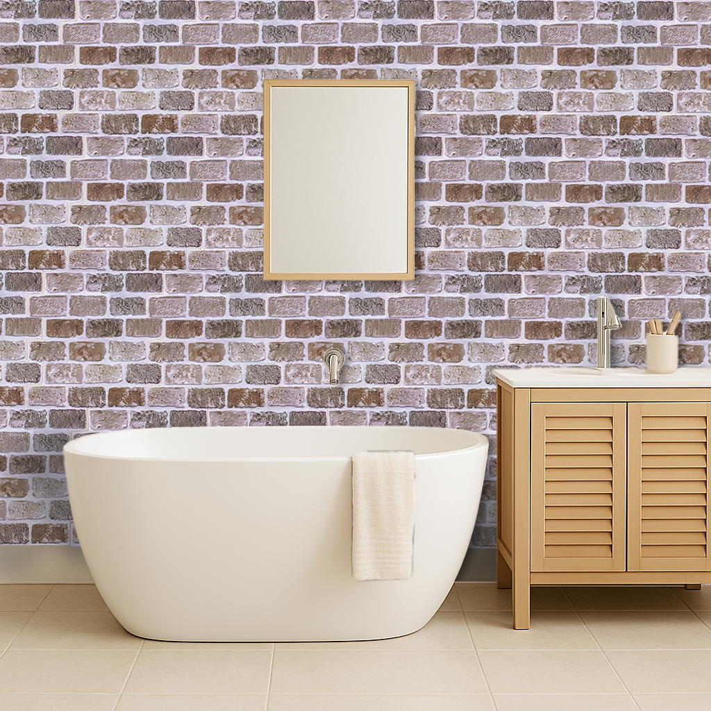 3D Brown Brick Peel and Stick Wall Tile