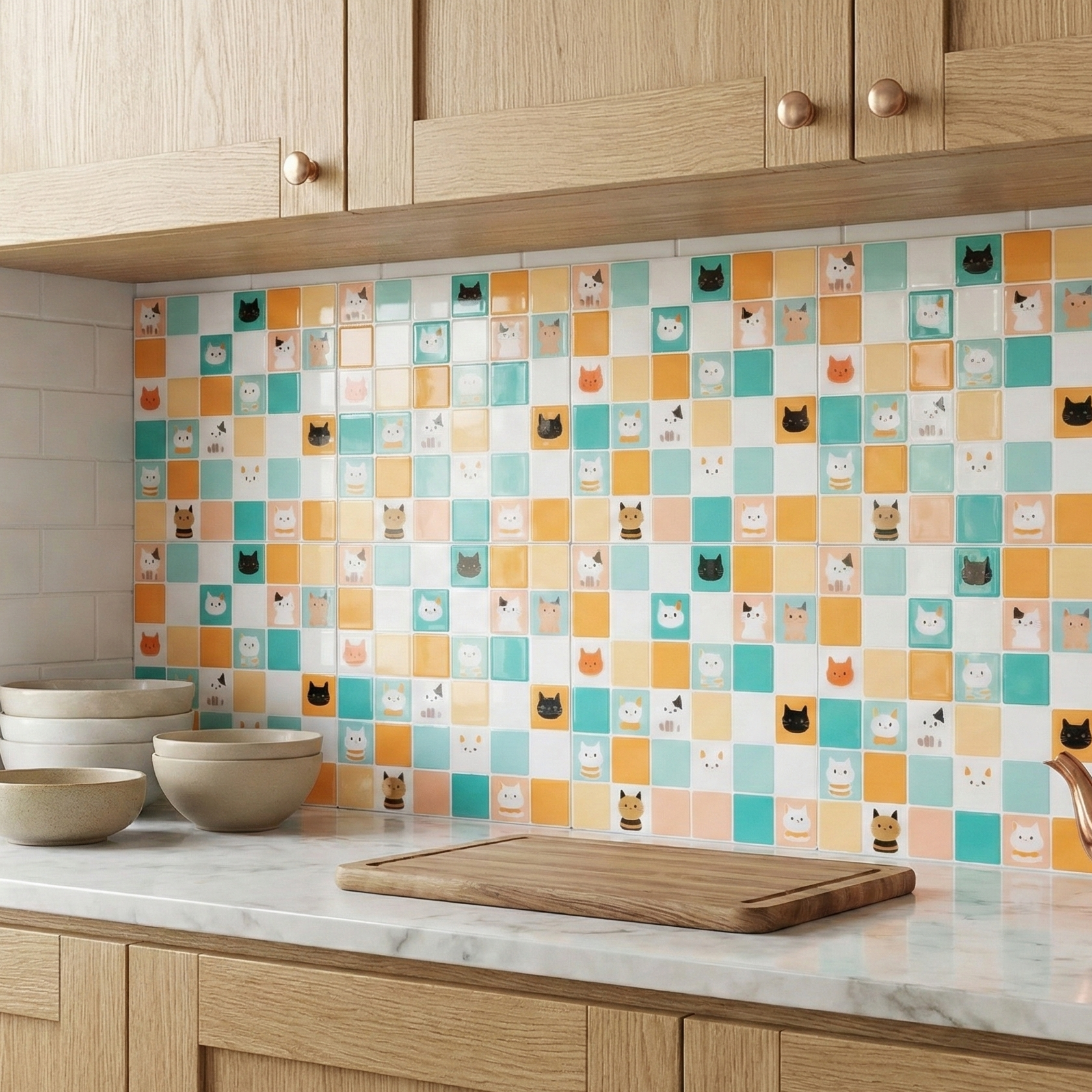 Cute Cat Pattern Peel and Stick Wallpaper