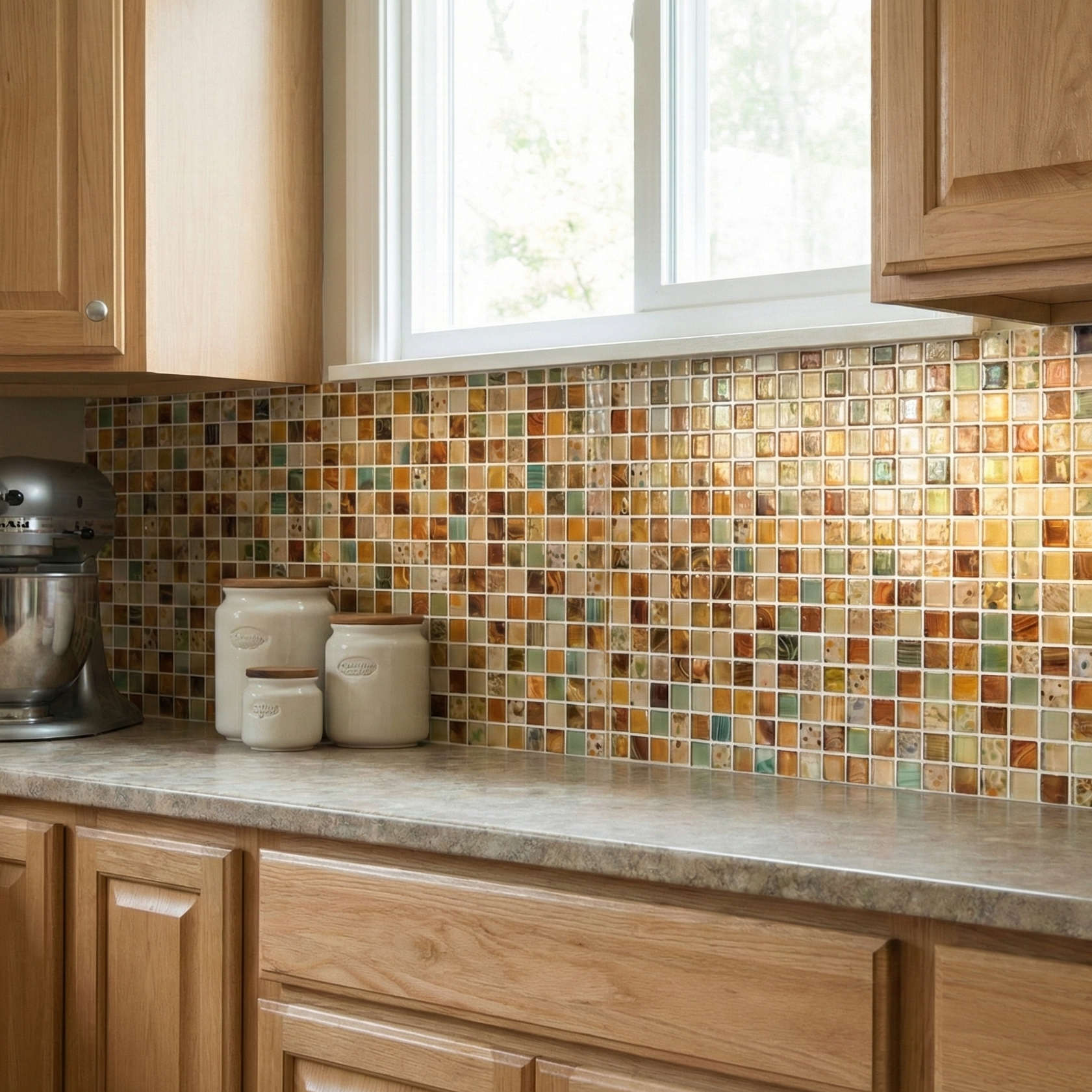 3D Colorful Mosaic Peel and Stick Wall Vinyl Tile